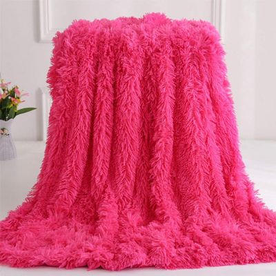 63x79inch Cozy Luxury Faux Fur Throw Blanket Hot Pink Plush Long Shaggy Super Soft Blanket Flurry Warm Blanket Home Decorative Throw Bed Couch Sofa