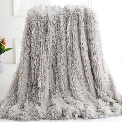 63x79inch Cozy Luxury Faux Fur Throw Blanket Light Grey Plush Long Shaggy Super Soft Blanket Flurry Warm Blanket Home Decorative Throw Bed Couch Sofa