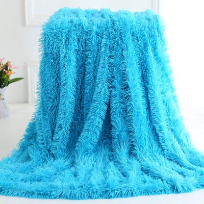 63x79inch Cozy Luxury Blue Fur Throw Blanket Plush Long Shaggy Super Soft Blanket Flurry Warm Blanket Home Decorative Throw Bed Couch Sofa