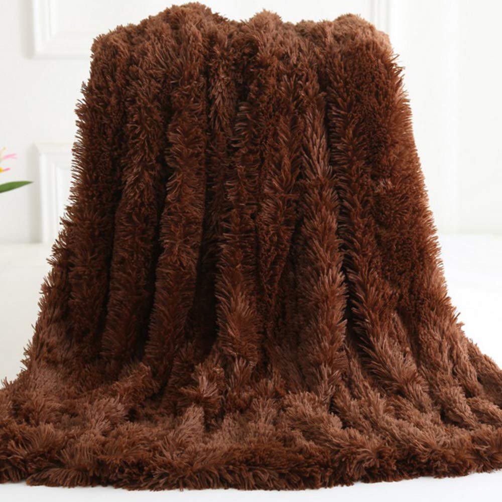 63x79inch Cozy Luxury Faux Fur Throw Blanket Coffee Brown Plush Long Shaggy Super Soft Blanket Flurry Warm Blanket Home Decorative Throw Bed Couch Sofa