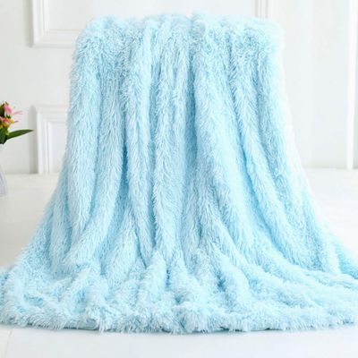 63x79inch Cozy Luxury Faux Fur Throw Blanket Light Blue Plush Long Shaggy Super Soft Blanket Flurry Warm Blanket Home Decorative Throw Bed Couch Sofa