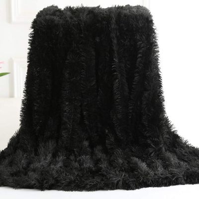 63x79inch Cozy Luxury Faux Fur Throw Blanket Black Plush Long Shaggy Super Soft Blanket Flurry Warm Blanket Home Decorative Throw Bed Couch Sofa