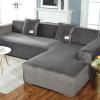 Stretch Sofa Cover,Velvet Plush Sofa Slipcover Anti-Slip Couch Cover 1-Piece Slipcover Sectional Sofa Protector Cover Gray 2 Seater 140-185cm(55-73inch) view 1
