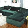 Stretch Sofa Cover,Velvet Plush Sofa Slipcover Anti-Slip Couch Cover 1-Piece Slipcover Sectional Sofa Protector Cover Green 2 Seater 140-185cm(55-73inch) view 1