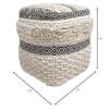 Pasargad Home Grandcanyon Premium Cotton Pouf, 100% Cotton Pouf, Hand Woven- Polly Beads- Sitting, Foot Stool - Square Poufs for Living Room - Luxury Room Decor, 17" x 17" x 17", Ivory/Black view 3