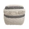 Pasargad Home Grandcanyon Premium Cotton Pouf, 100% Cotton Pouf, Hand Woven- Polly Beads- Sitting, Foot Stool - Square Poufs for Living Room - Luxury Room Decor, 17" x 17" x 17", Ivory/Black view 4