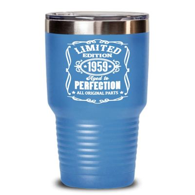 1959 Gift Limited Edition Aged to Perfection Tumbler Gift for Dad Mom Grandpa 60th Birthday Gifts Gag Bday Mugs for Men and Women Coffee Tea Cups