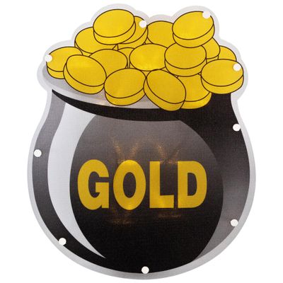LED Lighted St. Patrick's Day Pot of Gold Window Silhouette - 12" - Warm White Lights