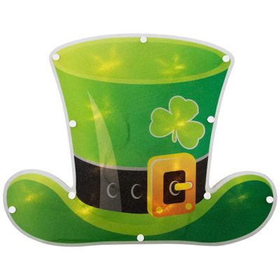 Northlight 12.5" LED Lighted Irish St. Patrick's Day Leprechaun Hat Window Silhouette with Timer