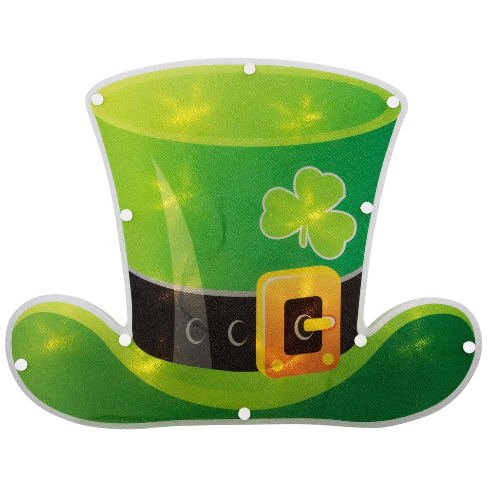 Northlight 12.5" LED Lighted Irish St. Patrick's Day Leprechaun Hat Window Silhouette with Timer