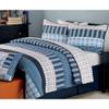 3 Piece Modern & Contemporary All Season Plaid Quilt 100% Cotton Cozy Line Navy Orange Stripe Chambray Stripe Patchwork Quilt Set Traditional Blue Bedding Queen Cozy Comfy Reversible Bedroom Decor view 1