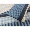 3 Piece Modern & Contemporary All Season Plaid Quilt 100% Cotton Cozy Line Navy Orange Stripe Chambray Stripe Patchwork Quilt Set Traditional Blue Bedding Queen Cozy Comfy Reversible Bedroom Decor view 2