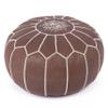 Marrakesh Gallery Genuine Leather Round Pouf Unstuffed - Moroccan Ottoman Footstool, Footrest Cover - Boho Decor - Bohemian Living Room, Bedroom, Kids Room, Gift & Wedding view 1