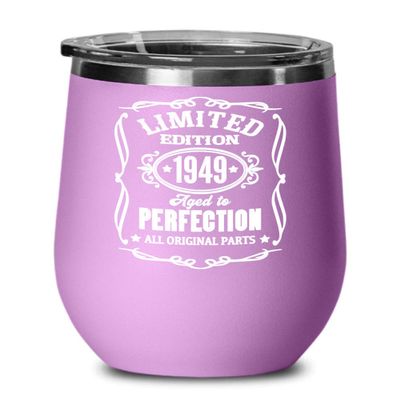 1949 Gift Limited Edition Aged to Perfection Wine Tumbler Gift for Grandpa and Grandma 70th Birthday Gifts from Grandchildren Bday Gag Mugs for Sevent