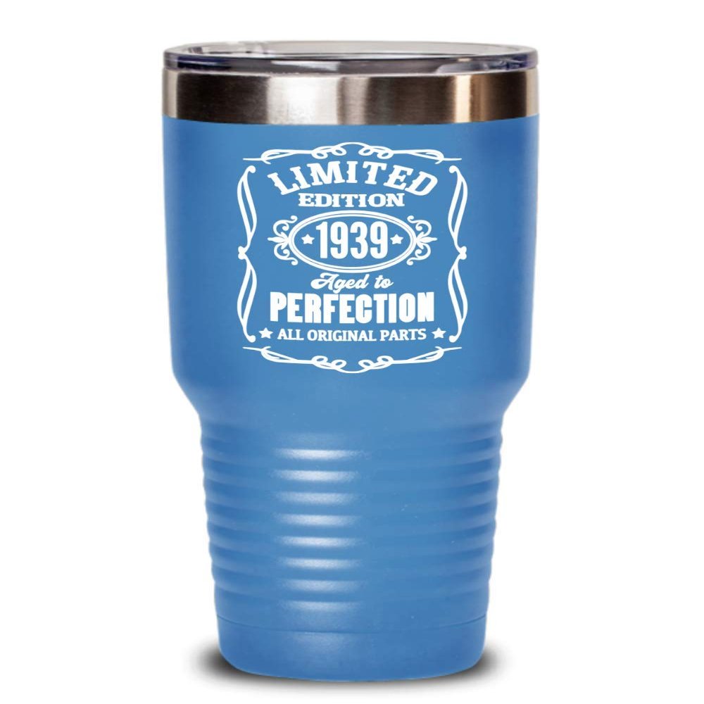 1939 Gift Limited Edition Aged to Perfection Tumbler Gift for 80 Year Old Dad or Mom Funny 80th Birthday Gifts Bday Gag Mugs for Men and Women Coffee