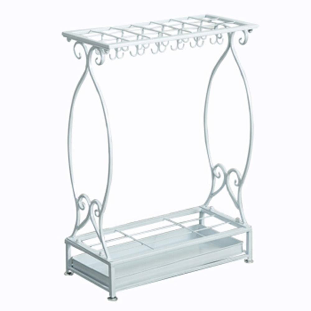 GUOYANHOME Umbrella Rackss Hotel Umbrella Stand, Metal Umbrella Holder with Moving Drip Pan, Golf Club-Crutch Stand in Foyer Hallway, 3 Colors (Color : White)