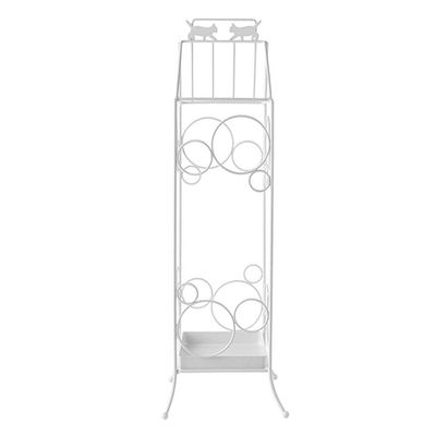 GUOYANHOME Umbrella Rackss White Wrought Iron Umbrella Stand, European-Style Retro Hollow Umbrella Holder, Cane Golf Storage Basket for Hotel Office
