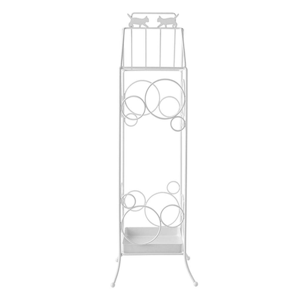GUOYANHOME Umbrella Rackss White Wrought Iron Umbrella Stand, European-Style Retro Hollow Umbrella Holder, Cane Golf Storage Basket for Hotel Office