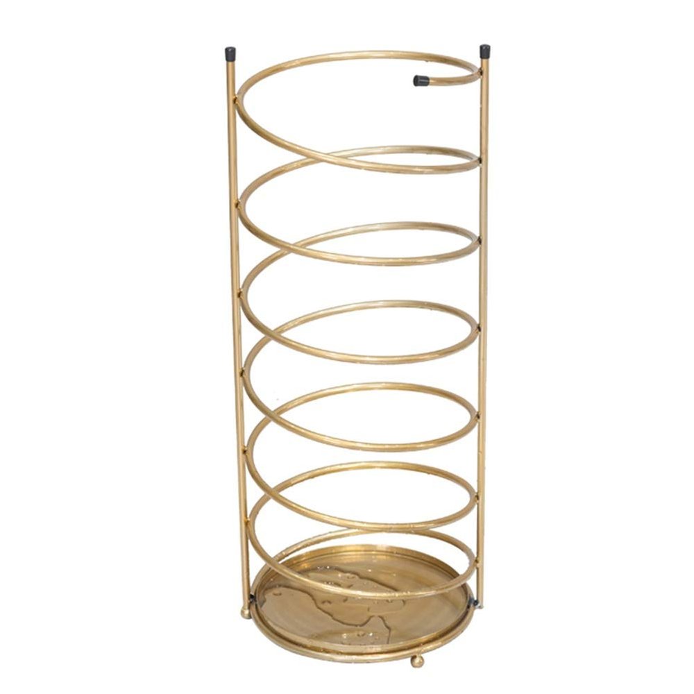 GUOYANHOME Umbrella Rackss Metal Umbrella Stand, Art Umbrella Bucket with Drip Tray, Multifunctional Storage Rack at Doorway, Gold, 3 Models (Size : 24x61cm)