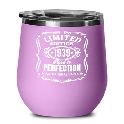 1939 Gift Limited Edition Aged to Perfection Wine Tumbler Gift for 80 Year Old Dad or Mom Funny 80th Birthday Gifts Bday Gag Mugs for Men and Women Co