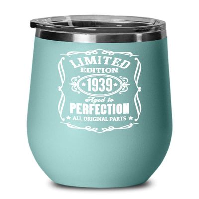 1939 Gift Limited Edition Aged to Perfection Wine Tumbler Gift for 80 Year Old Dad or Mom Funny 80th Birthday Gifts Bday Gag Mugs for Men and Women Co
