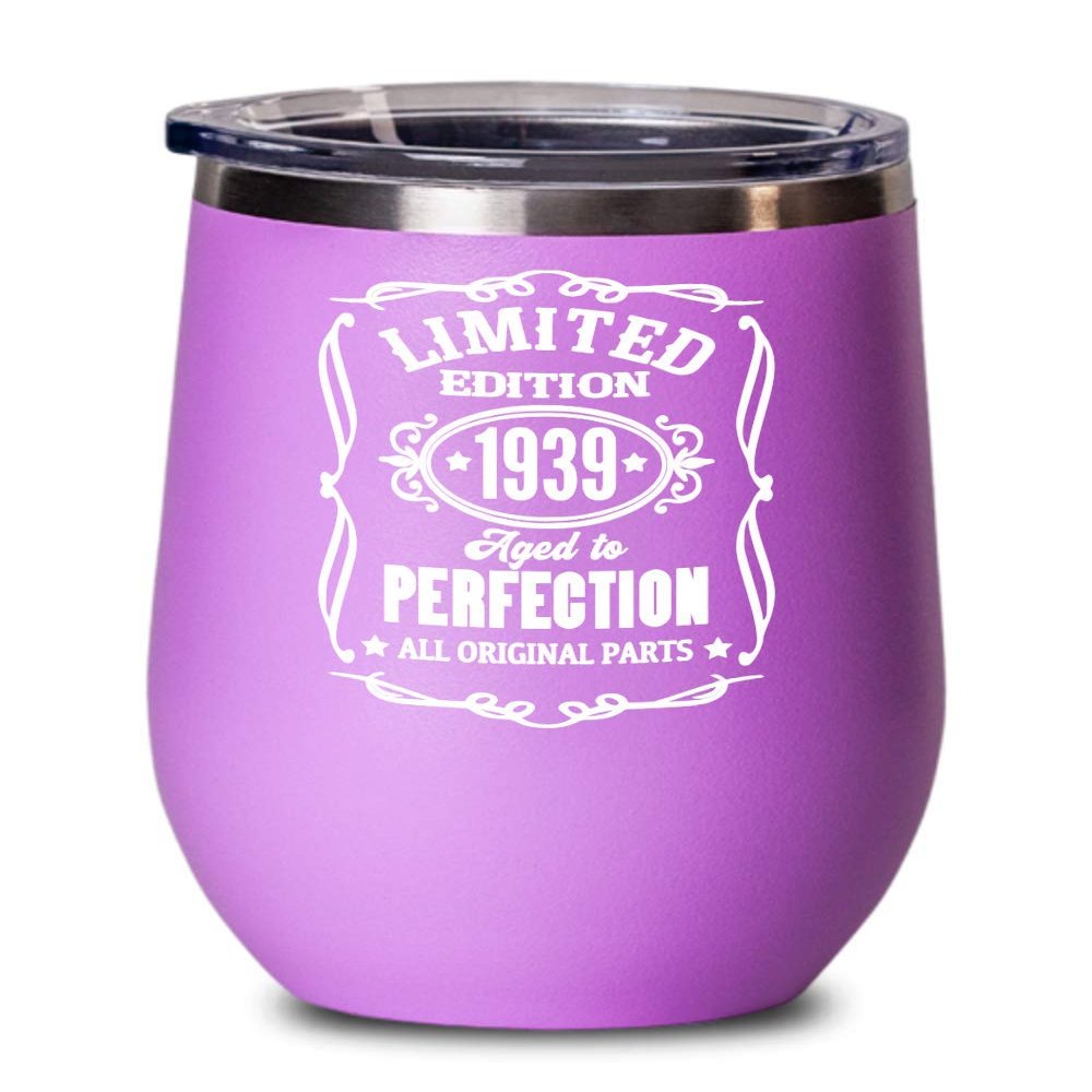 1939 Gift Limited Edition Aged to Perfection Wine Tumbler Gift for 80 Year Old Dad or Mom Funny 80th Birthday Gifts Bday Gag Mugs for Men and Women Co