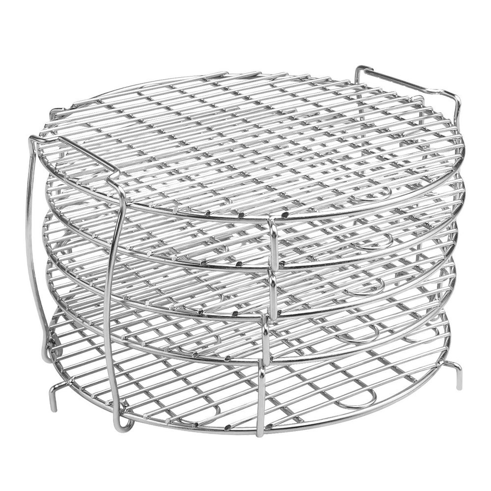M V VOIMAKAS Dehydrator Rack for Ninja Foodi 6.5 & 8 qt, 304 Stainless Steel Dehydrator Stand Five Stackable Layers Grill Racks Accessories for 8 qt Instant Pot Air Fryer