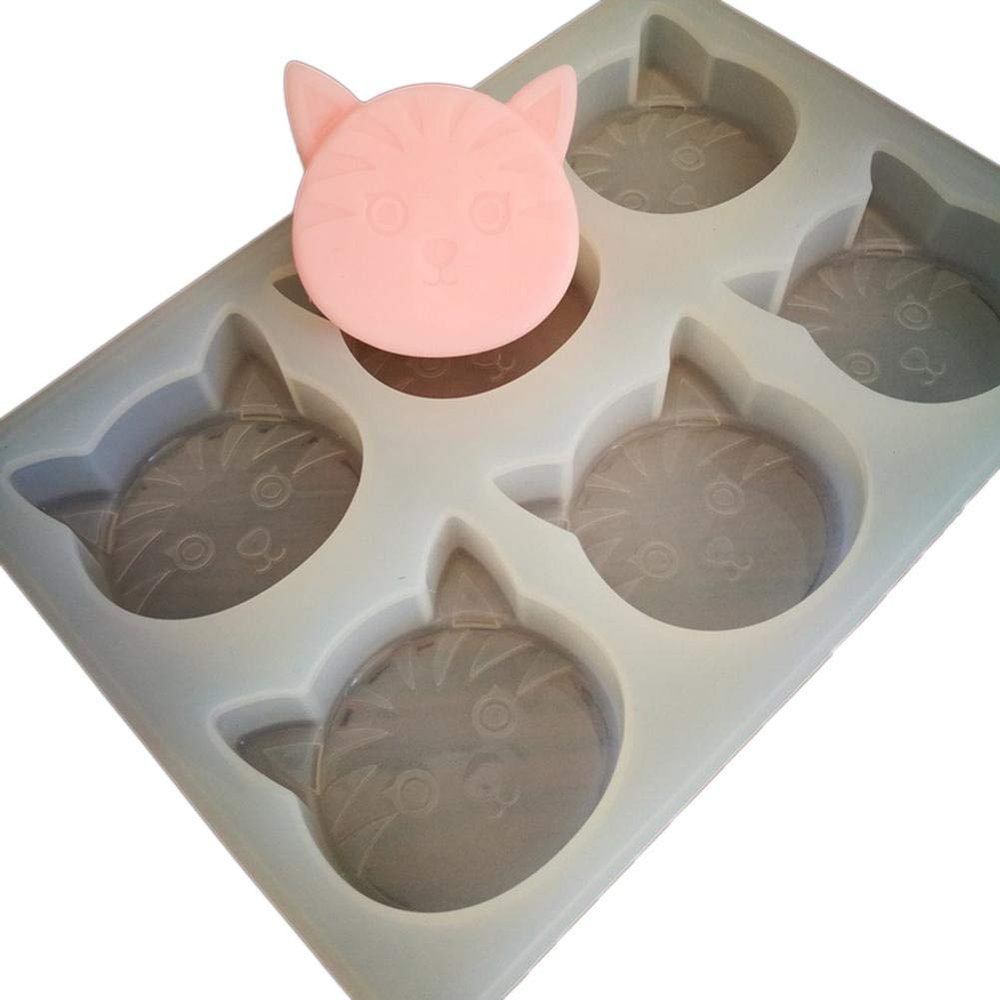 6 Grid Cute Cat Shaped Fondant Silicone Cake Mold Craft Chocolate Baking Cake Decor Kitchen Pastry Tool DIY Handmade Soap Mold