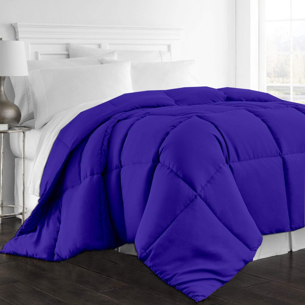 1-Pc Comforter Olympic Queen 98x98 Size1-Pc Comforter 100% Egyptian Cotton, 600 Thread Count (200 GSM Micro Fill Diamond Box Stitched) - Machine Washable, Royal Blue Solid