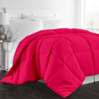 1-Pc Comforter Full 82x86 Size 1-Pc Comforter 100% Egyptian Cotton, 600 Thread Count (200 GSM Micro Fill Diamond Box Stitched) - Machine Washable, Hot Pink Solid