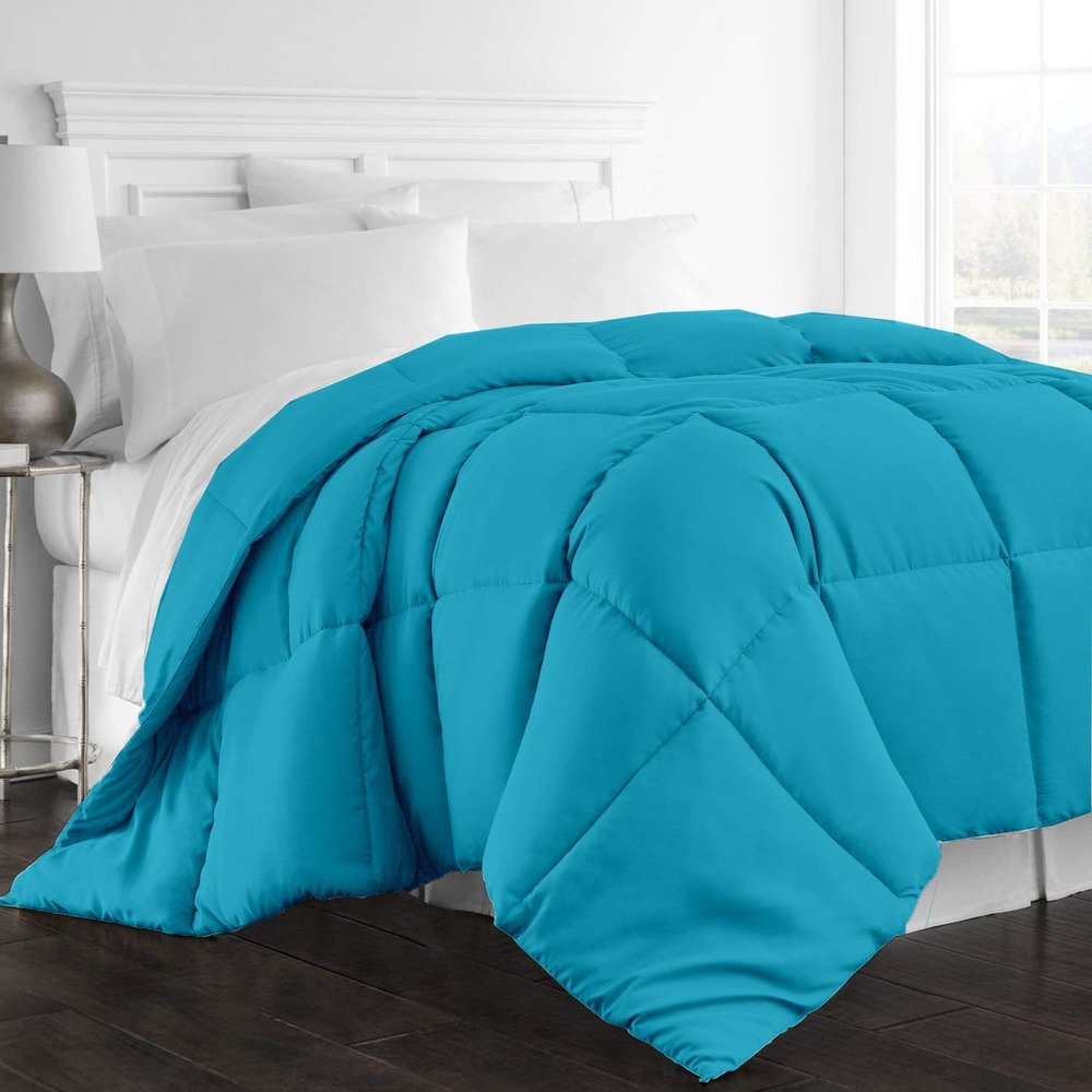 1-Pc Comforter Twin-XL 68x92 Size1-Pc Comforter 100% Egyptian Cotton, 600 Thread Count (200 GSM Micro Fill Diamond Box Stitched) - Machine Washable, Turquoise Solid