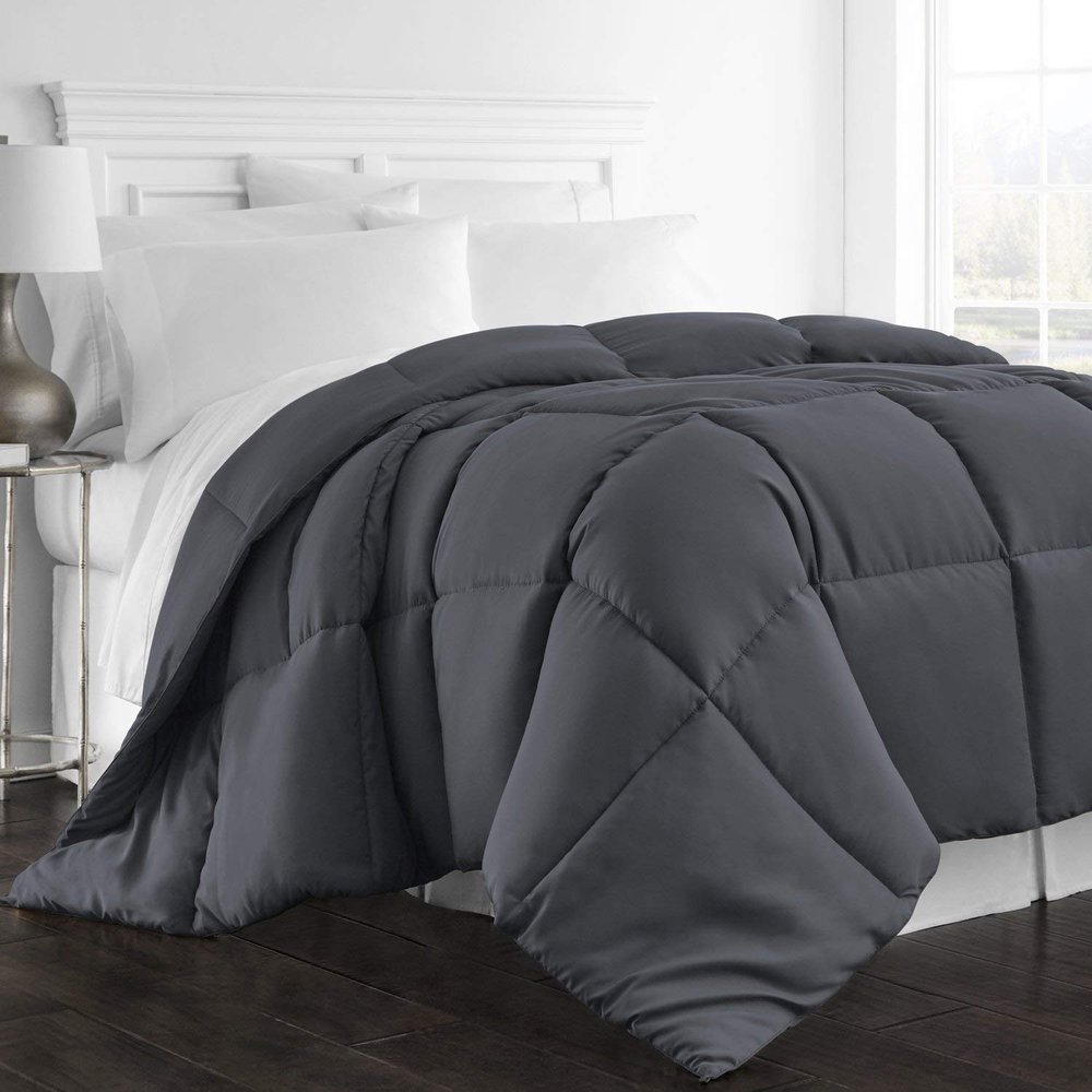 1-Pc Comforter Twin-XL 68x92 Size1-Pc Comforter 100% Egyptian Cotton, 600 Thread Count (200 GSM Micro Fill Diamond Box Stitched) - Machine Washable, Elephant Grey Solid