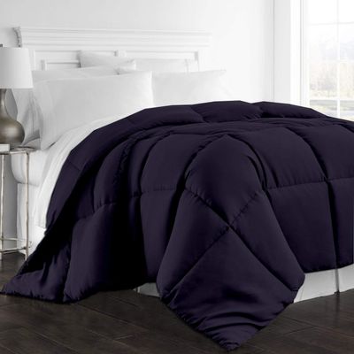 1-Pc Comforter Twin 68x86 Size 1-Pc Comforter 100% Egyptian Cotton, 600 Thread Count (200 GSM Micro Fill Diamond Box Stitched) - Machine Washable, Navy Blue Solid