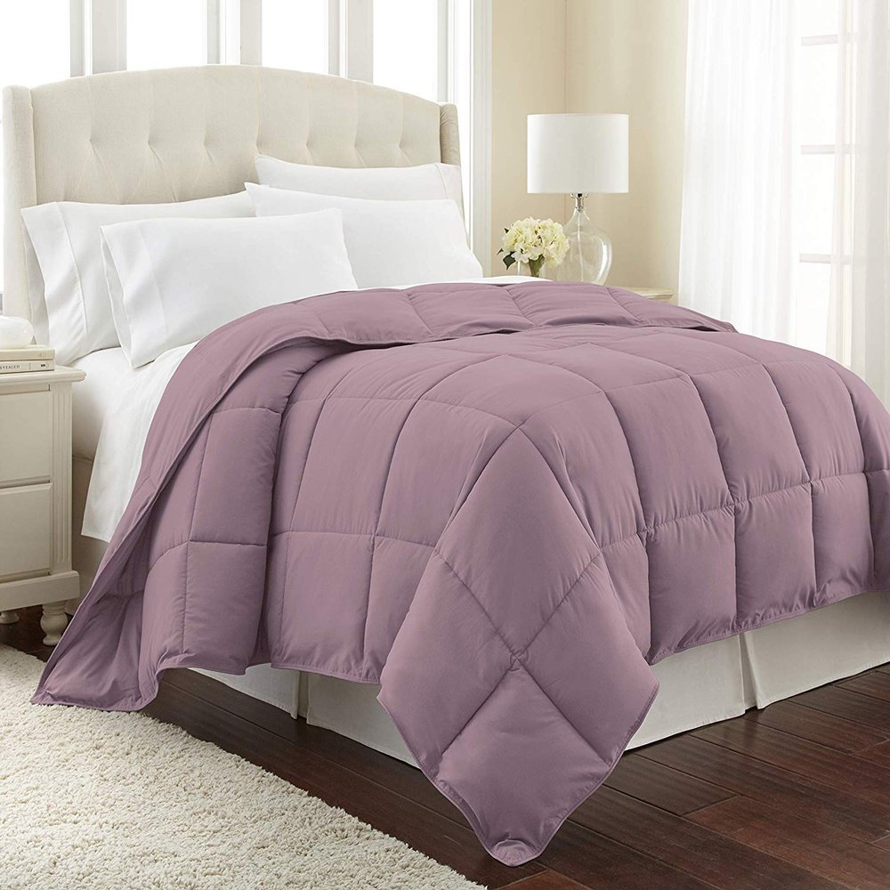 1-Pc Comforter Full 82x86 Size 1-Pc Comforter 100% Egyptian Cotton, 600 Thread Count (200 GSM Micro Fill Diamond Box Stitched) - Machine Washable, Lavender Solid
