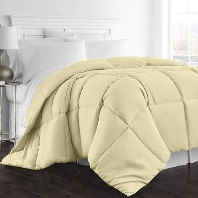 1-Pc Comforter Full 82x86 Size 1-Pc Comforter 100% Egyptian Cotton, 600 Thread Count (200 GSM Micro Fill Diamond Box Stitched) - Machine Washable, Ivory Solid