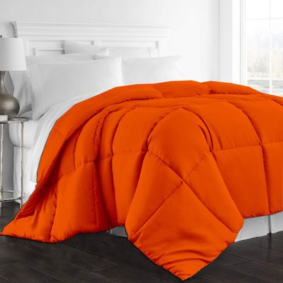 1-Pc Comforter Full 82x86 Size 1-Pc Comforter 100% Egyptian Cotton, 600 Thread Count (200 GSM Micro Fill Diamond Box Stitched) - Machine Washable, Orange Solid