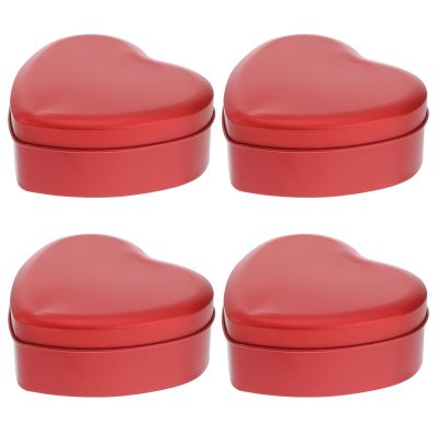 Amosfun 4pcs Heart Shaped Wedding Favor Boxes Metal Tins with Lids Empty Tin Box Containers