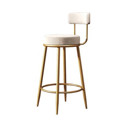 JHome-Barstools Barstool Chair Velvet Upholstered Footrest Stool Sponge Backrest with Gold Metal Legs Bar Counter Chair for Pub Bistro Kitchen Dining Chair Max. Load 400lb