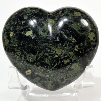 2.4" 110g Stromatolite Kambaba Jasper/Crocodile Eye Puffy Heart Polished Natural Gemstone Crystal Mineral Specimen - Madagascar + Stand