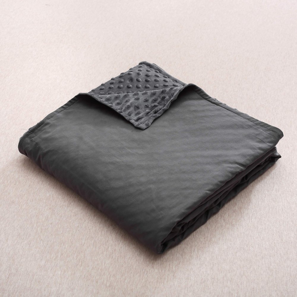 F.Y.Dreams Weighted Blanket Duvet Cover 60x80 inches with 8 Ties,Zipper on Long Side/Cotton&Minky Dot, Dark Grey/Just Duvet Cover