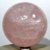 2.6" Rose Quartz Sphere Natural Rich Pink Crystal Sparkling Mineral Polished Stone Ball - China + Stand view 1