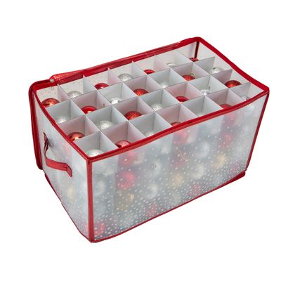 Simplify Organizer Container, Holds Total of 224 Amongst 2 Bags, 2.5 Slots, Durable, See Through for Easy Viewing ornament storage, 112 Count-2PK, Red, AZ-710011-2PK
