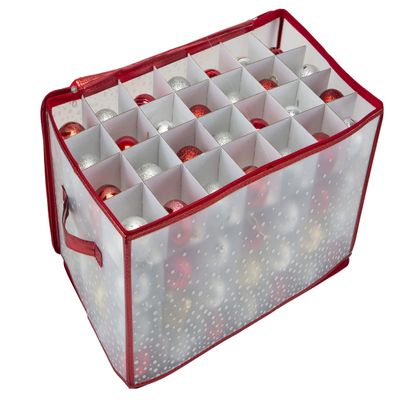 Simplify Organizer Container, Holds Total of 448 Amongst 4 Bags, 2.5 Slots, Durable, See Through for Easy Viewing ornament storage, 112 Count-4PK, Red (AZ-710011-4PK)