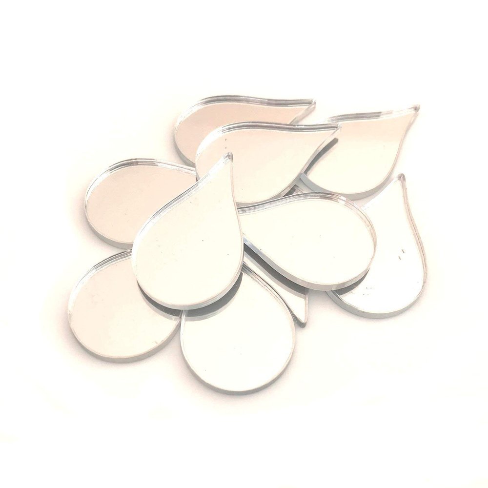 Super Cool Creations Raindrop Craft Mirrors, Silver, Pack of 8