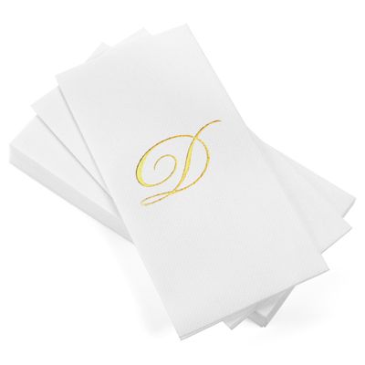 AH AMERICAN HOMESTEAD Disposable Hand Towels for Bathroom - Guest Bathroom Essentials -Bathroom Paper Towels for Guests - Monogrammed Disposable Napkins - Wedding Napkins in Paper Towel Tray (Gold, D)