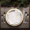 AH AMERICAN HOMESTEAD Disposable Hand Towels for Bathroom - Guest Bathroom Essentials -Bathroom Paper Towels for Guests - Monogrammed Disposable Napkins - Wedding Napkins in Paper Towel Tray (Gold, D) view 4