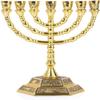 Jerusalem Large 12 Tribes of Israel 7 Branch Temple Menorah Gold 8" view 1