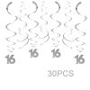 AimtoHome Party Swirl Decorations, Silver 16th Birthday Swirl Decoration, 16th Anniversary Ceiling Hanging Party Swirl Decoration, Pack of 30 view 2