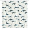 Ambesonne Sea Animals Stall Shower Curtain, Repeated Cartoon Sharks Swimming to Different Directions Pattern, Fabric Bathroom Decor Set with Hooks, 54" W x 78" L, Slate Blue and Eggshell view 4