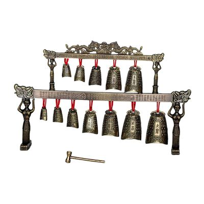 Healifty Mini Double Layers Bronze Chime 14.96X2.36X9.44In Ancient Chinese Folk Percussion Instrument Home Office Decoration Souvenir